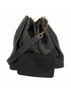 Chanel Shoulder Bag Triple Coco Caviar Leather Black Gold